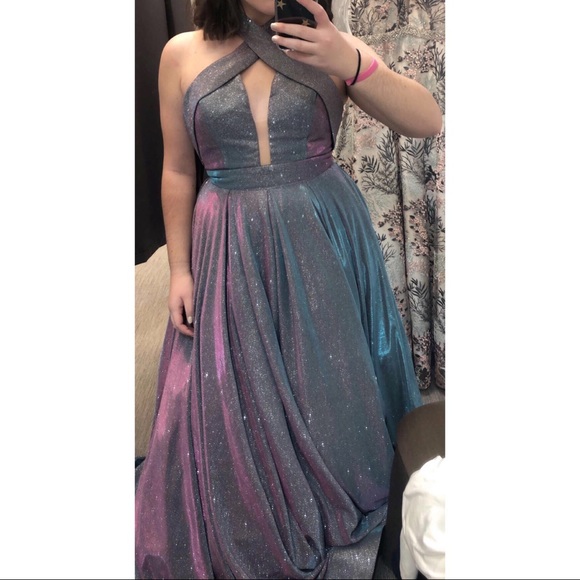 NWOT Colors Prom duochrome glitter prom dress - Picture 1 of 6